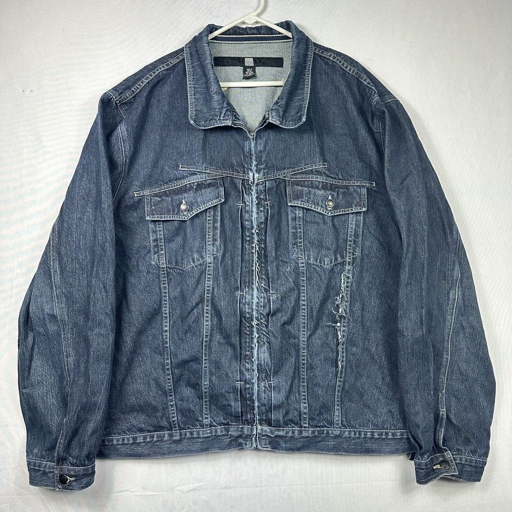 Vintage Marithe Francois‎ Girbaud Jean Jacket Blue Denim Mens 3XL Full Zip Y2K